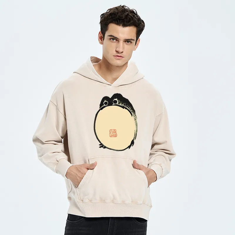 Tokyo-Tiger Grumpy Frog Japanese Washed Hoodie