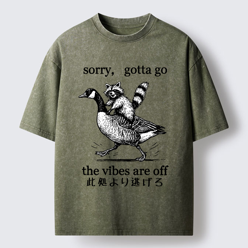 Tokyo‑Tiger Raccoon Goose Escape Washed T-Shirt