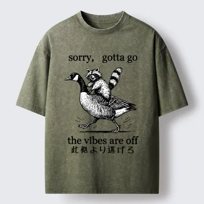 Tokyo‑Tiger Raccoon Goose Escape Washed T-Shirt