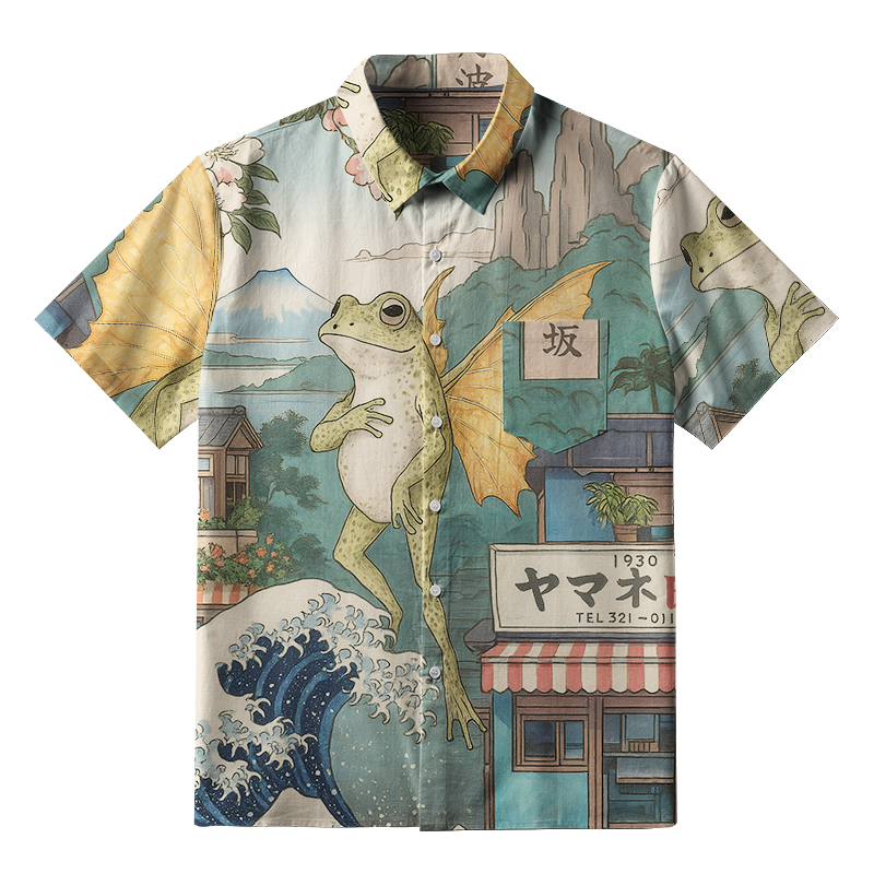 Tokyo-Tiger Frog With Wings Button-up Shirt