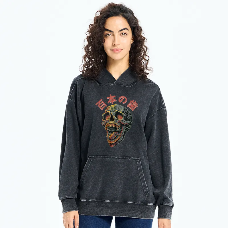 Tokyo-Tiger Terrifying And Disgusting Skull Washed Hoodie