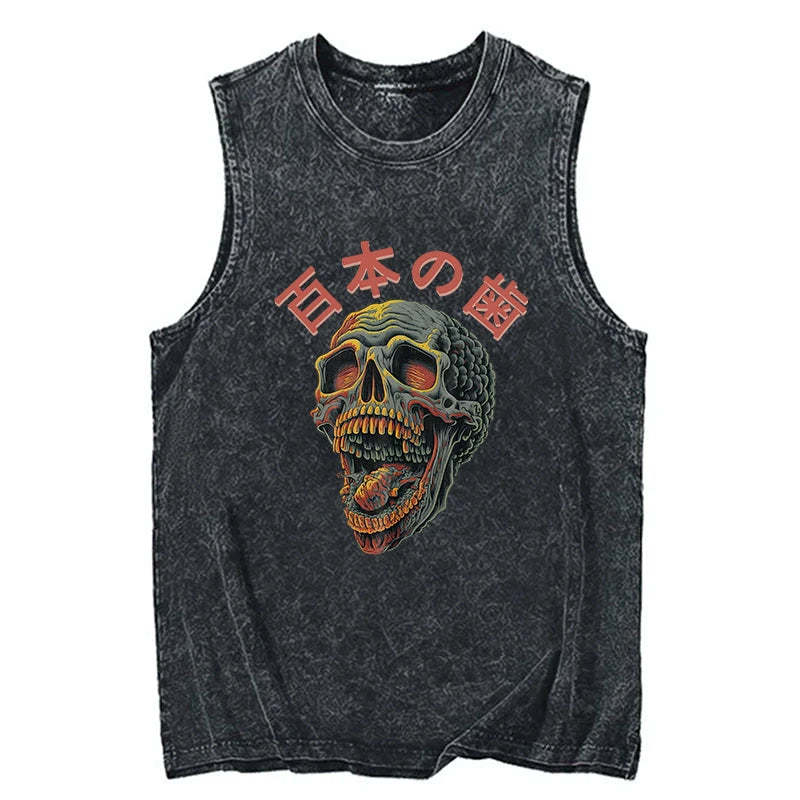 Tokyo-Tiger Terrifying And Disgusting Skull Washed Tank Sale