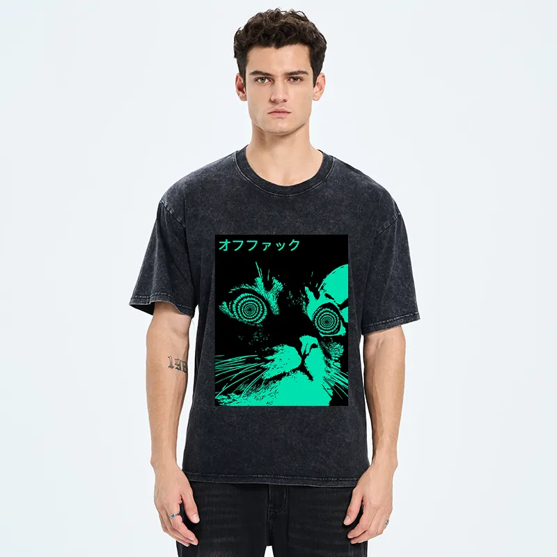 Tokyo-Tiger Cool Cat Japanese Washed T-Shirt