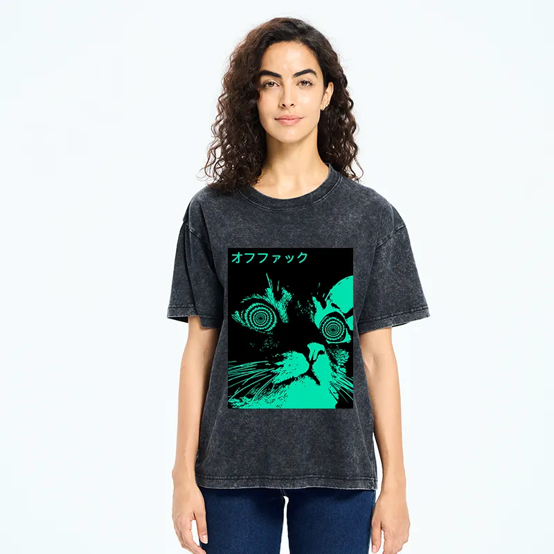 Tokyo-Tiger Cool Cat Japanese Washed T-Shirt