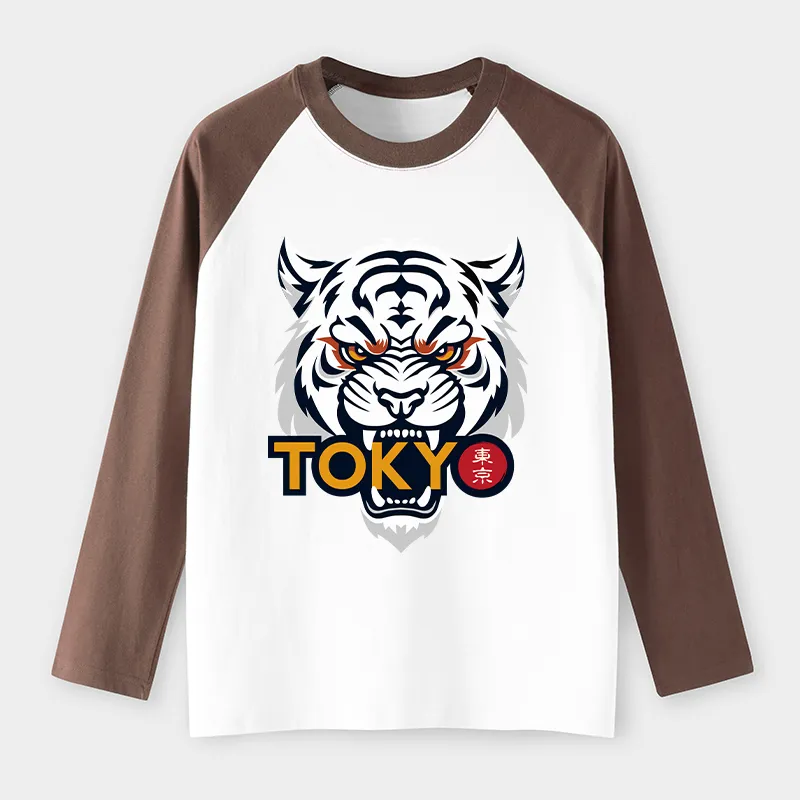 Tokyo-Tiger Logo Raglan long sleeve T-shirt