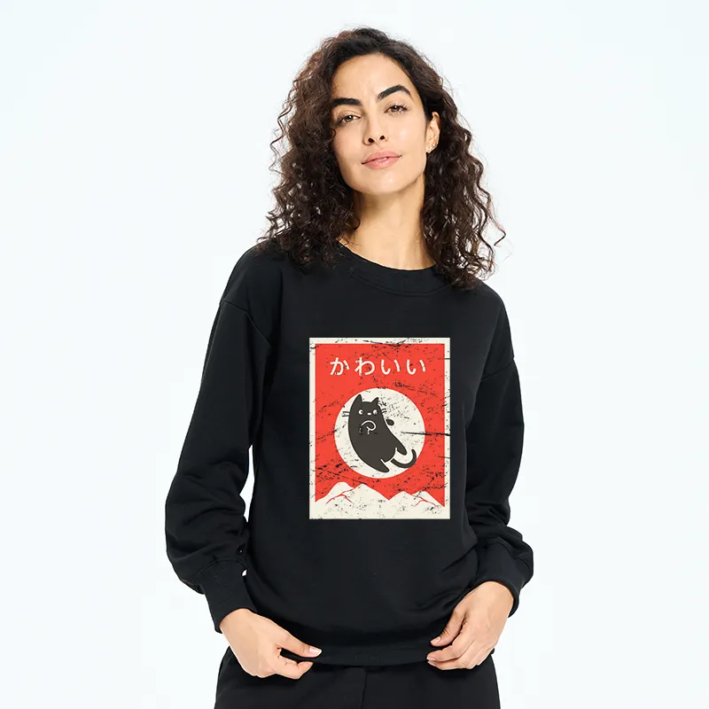 Tokyo-Tiger Cute Black Cat Japanese Sweatshirt