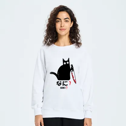 Tokyo-Tiger A Puzzled Cat Holding A Knife Sweatshirt