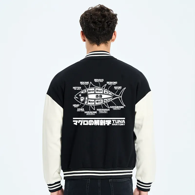 Tokyo-Tiger Tuna Dissection Map Japanese Embroidery Varsity Jacket