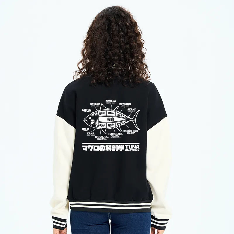 Tokyo-Tiger Tuna Dissection Map Japanese Embroidery Varsity Jacket
