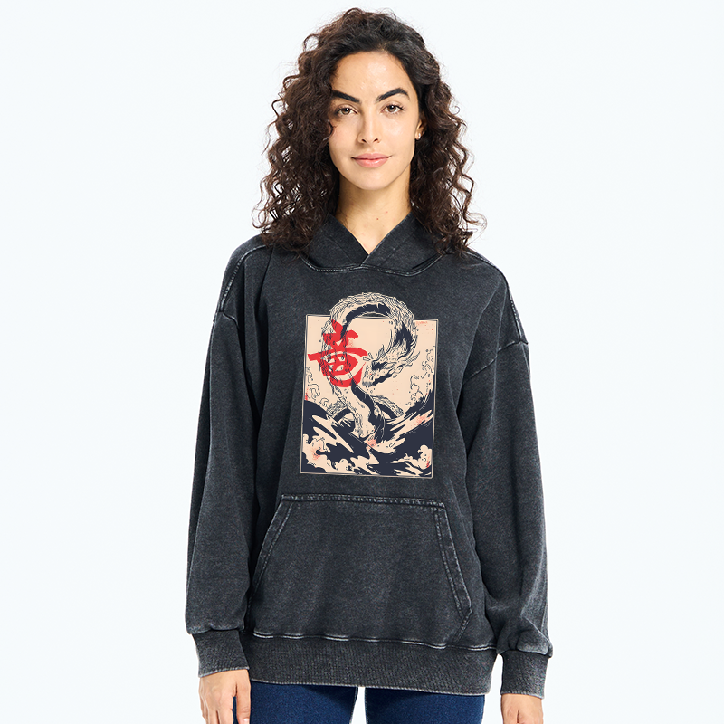 Tokyo-Tiger Sea Dragon Japanese Washed Hoodie
