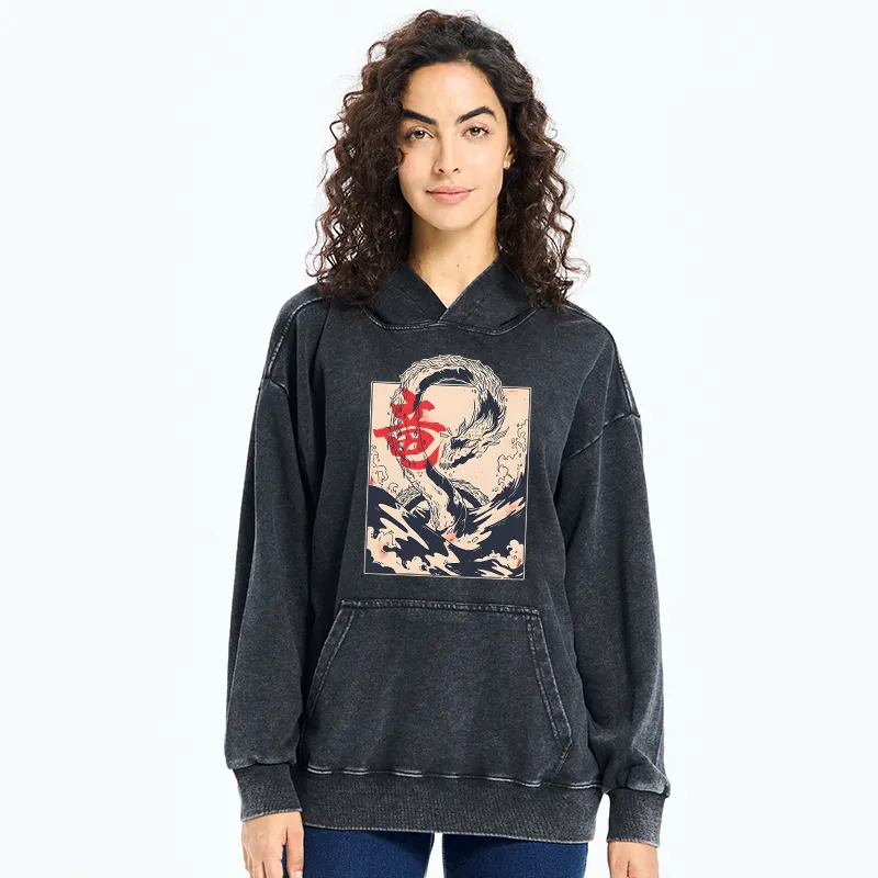 Tokyo-Tiger Sea Dragon Japanese Washed Hoodie