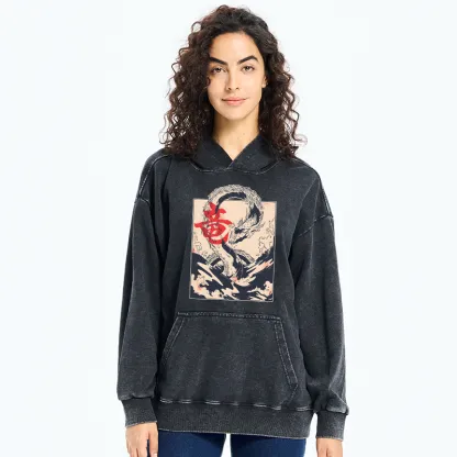 Tokyo-Tiger Sea Dragon Japanese Washed Hoodie