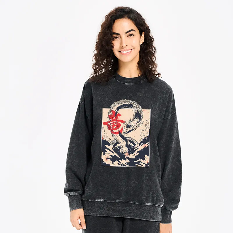 Tokyo-Tiger Sea Dragon Japanese Washed Sweatshirt