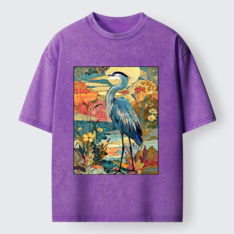Tokyo‑Tiger Heron Wild Bloom Washed T‑Shirt
