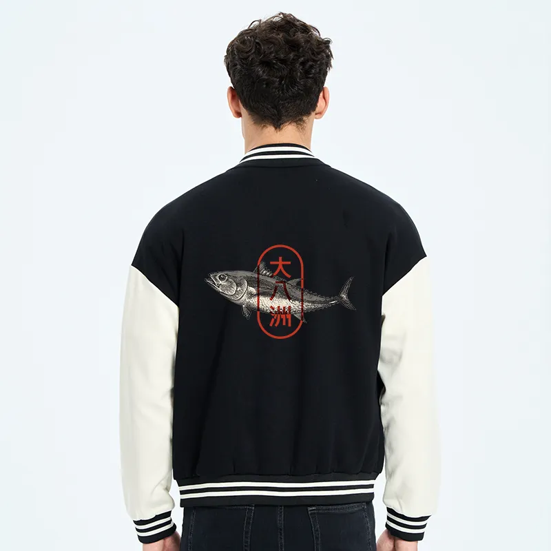 Tokyo-Tiger Oyashima Sushi Logo Embroidery Varsity Jacket