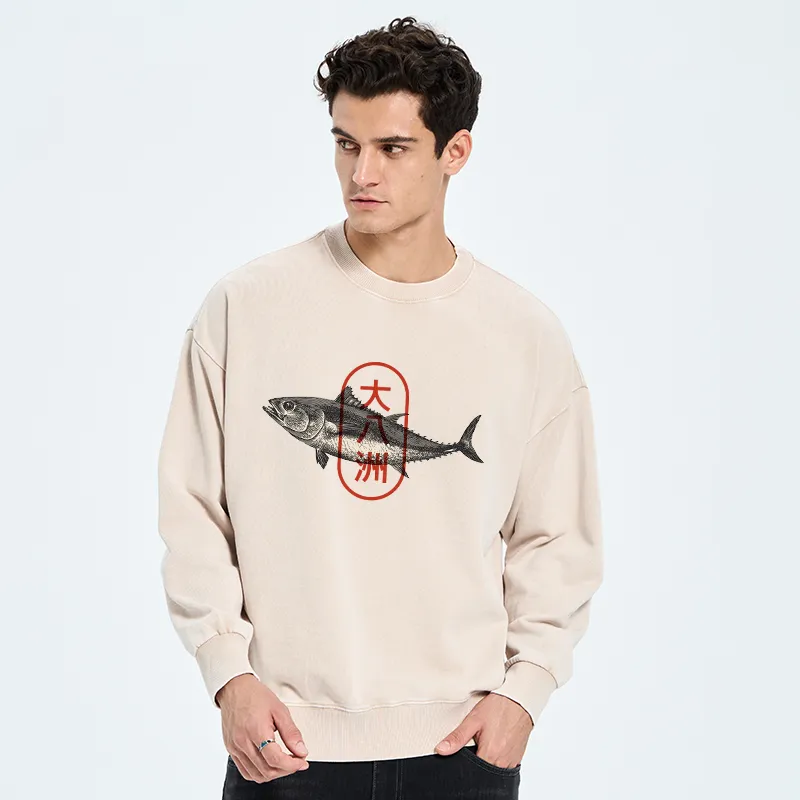 Tokyo-Tiger Oyashima Sushi Logo Washed Sweatshirt