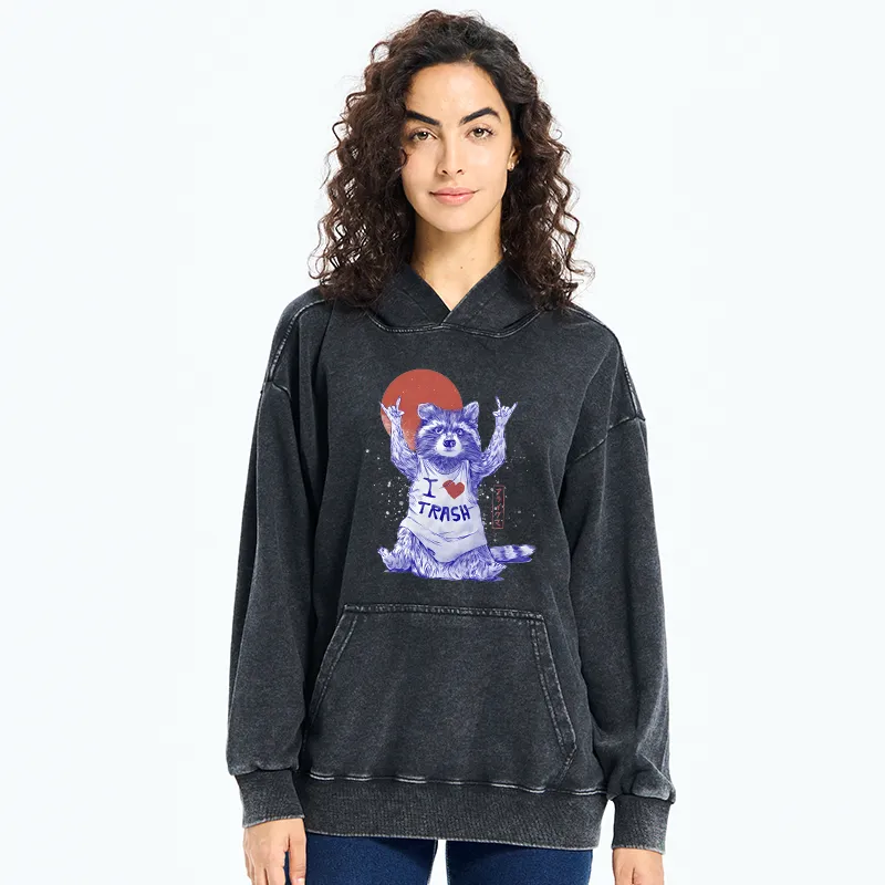 Tokyo-Tiger I love Trash Washed Hoodie