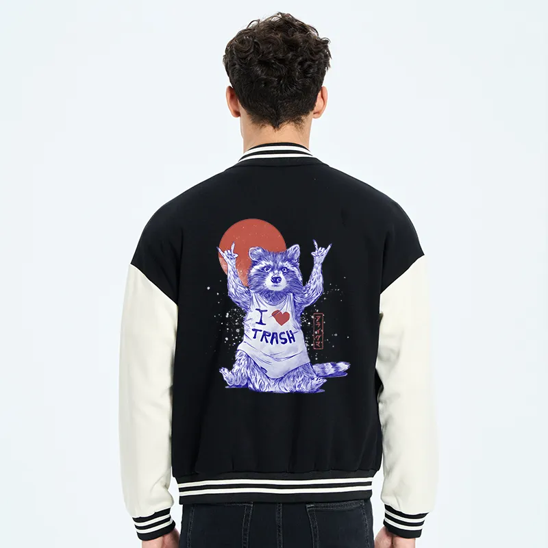 Tokyo-Tiger I love Trash Embroidery Varsity Jacket