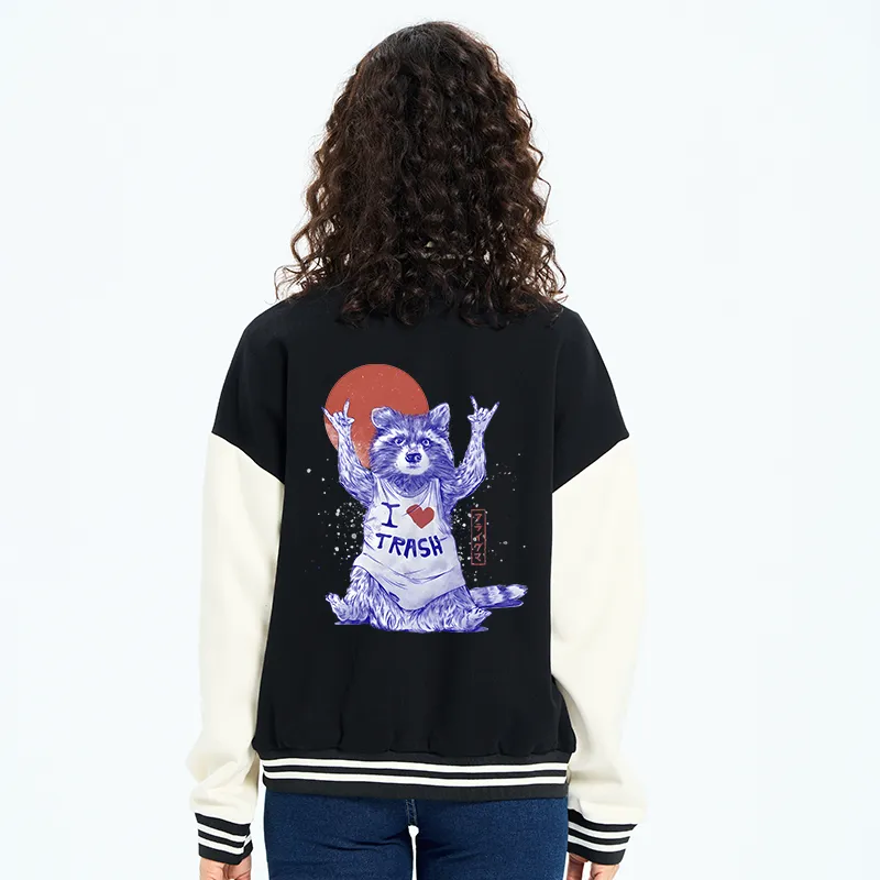 Tokyo-Tiger I love Trash Embroidery Varsity Jacket