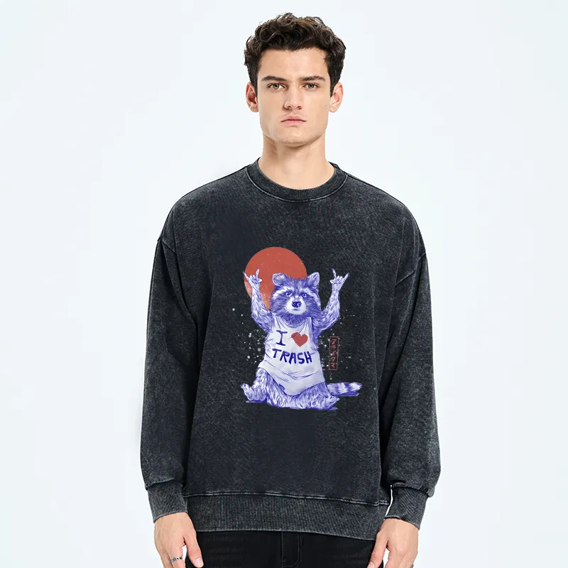 Tokyo-Tiger I love Trash Washed Sweatshirt