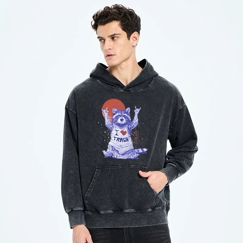 Tokyo-Tiger I love Trash Washed Hoodie