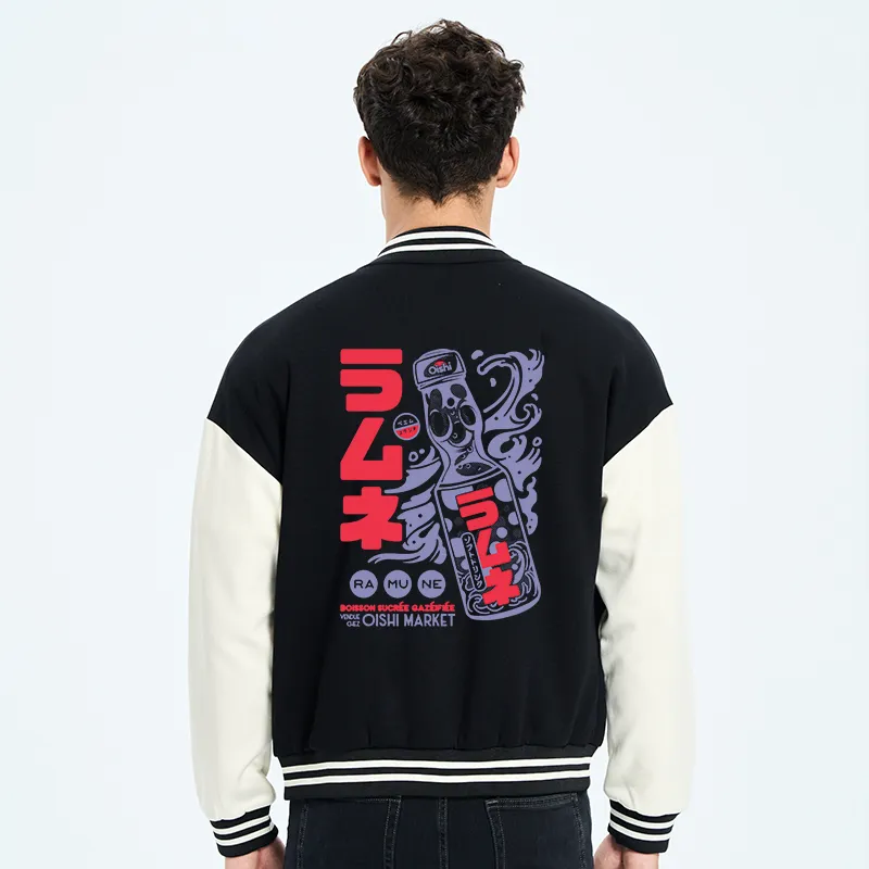 Tokyo-Tiger Ramune Print Japanese Embroidery Varsity Jacket