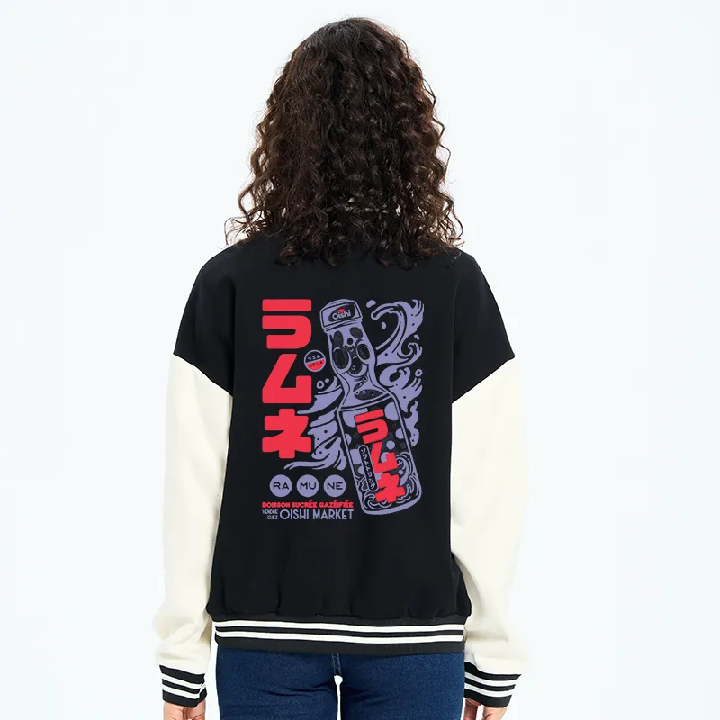 Tokyo-Tiger Ramune Print Japanese Embroidery Varsity Jacket