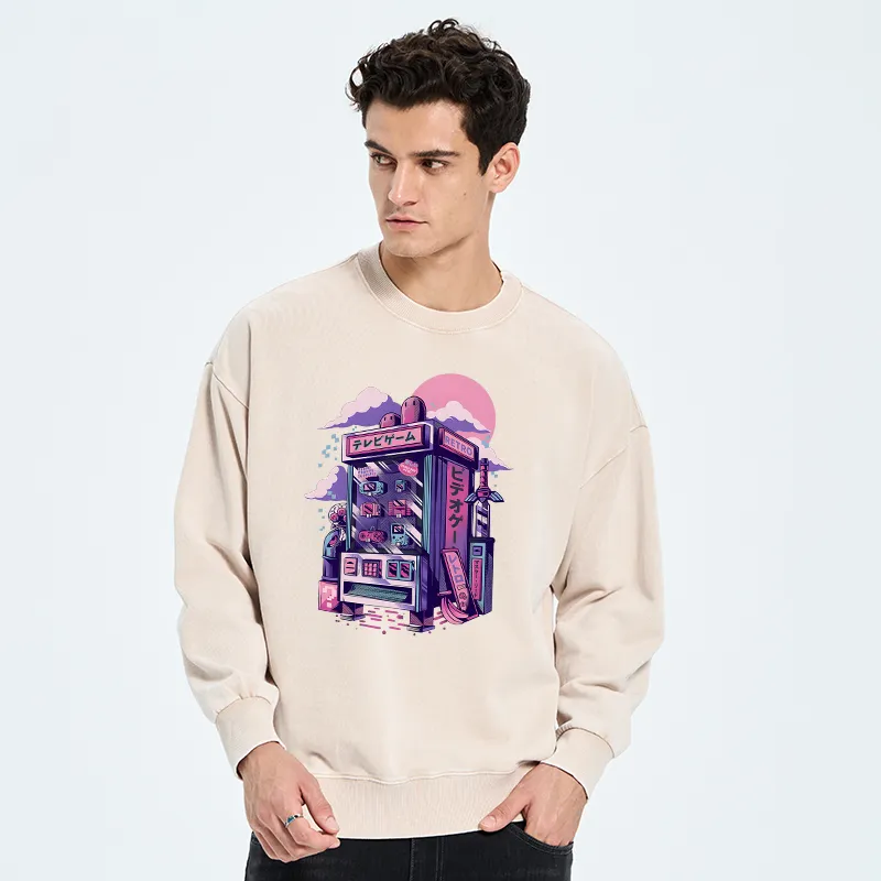 Tokyo-Tiger Japanese Vending Machines Washed Sweatshirt
