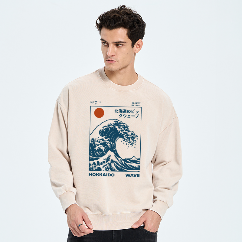 Tokyo-Tiger Hokkaido Wave Japan Washed Sweatshirt