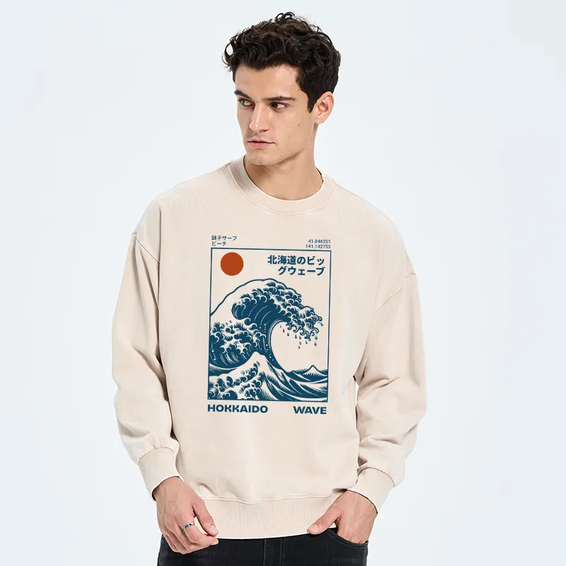 Tokyo-Tiger Hokkaido Wave Japan Washed Sweatshirt