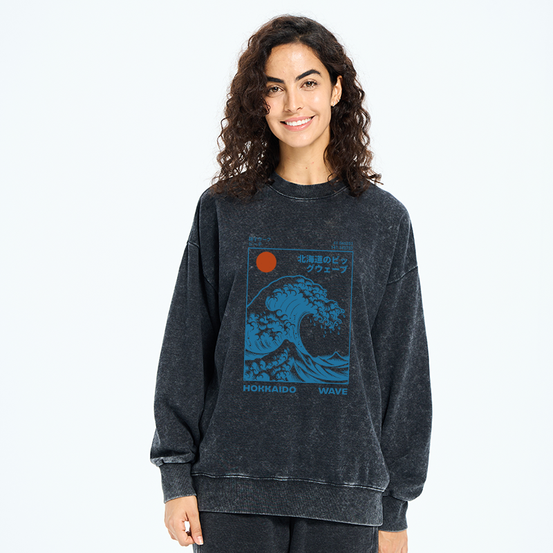 Tokyo-Tiger Hokkaido Wave Japan Washed Sweatshirt
