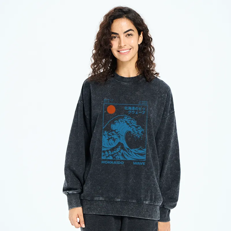 Tokyo-Tiger Hokkaido Wave Japan Washed Sweatshirt