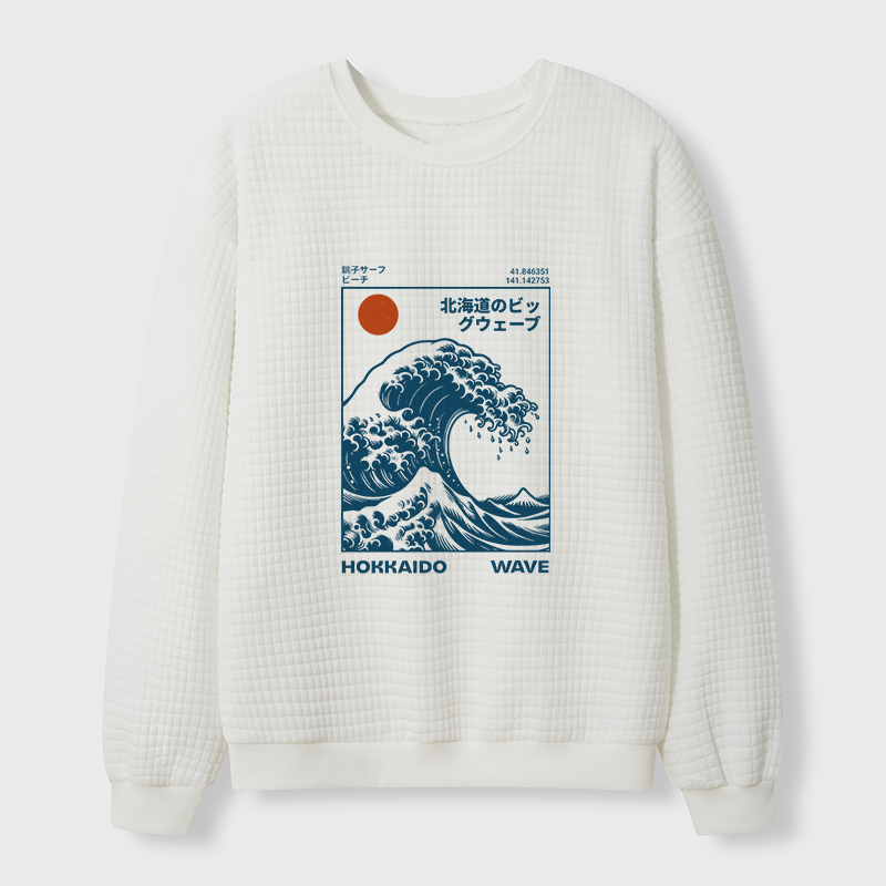 Tokyo-Tiger Hokkaido Wave Japan Waffle Sweatshirt