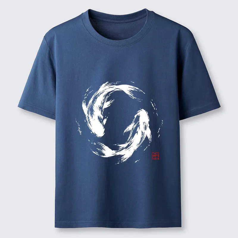 Tokyo-Tiger Ink Koi Fish Circle Classic T-Shirt
