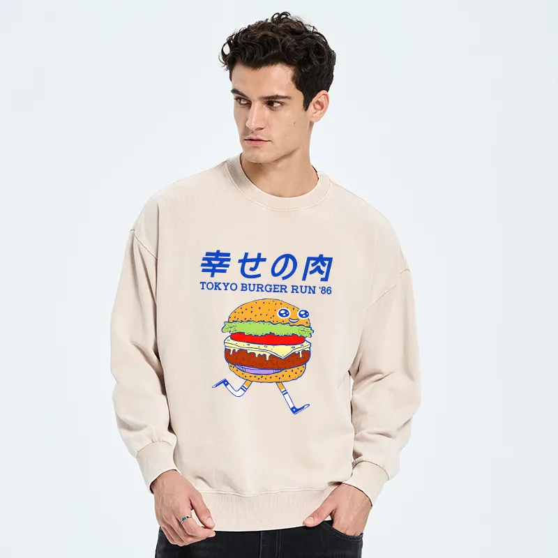 Tokyo-Tiger Tokyo Burger Run Japanese Washed Sweatshirt