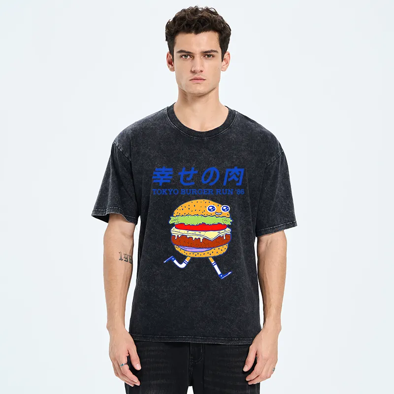 Tokyo-Tiger Tokyo Burger Run Japanese Washed T-Shirt