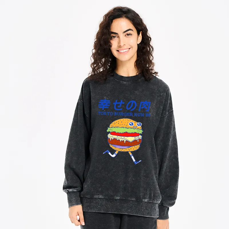 Tokyo-Tiger Tokyo Burger Run Japanese Washed Sweatshirt