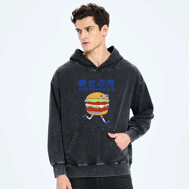 Tokyo-Tiger Tokyo Burger Run Japanese Washed Hoodie