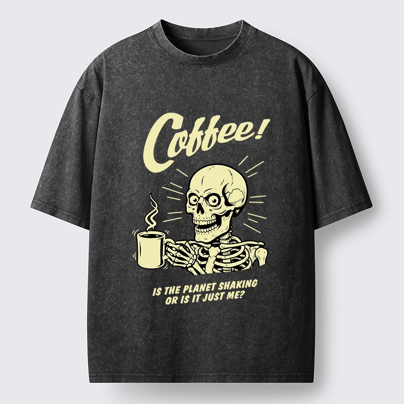 Tokyo‑Tiger Funny Skull Coffee Washed T‑Shirt