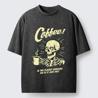Tokyo‑Tiger Funny Skull Coffee Washed T‑Shirt