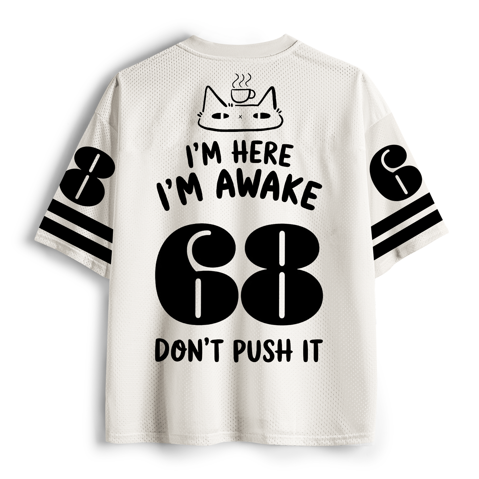 Tokyo-Tiger "Don't Push It" Grumpy Morning Cat Mesh Jersey