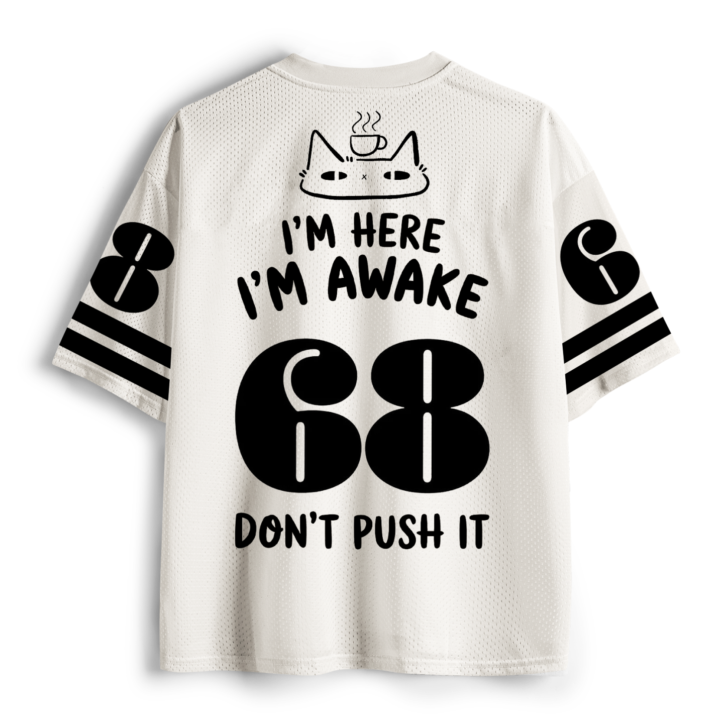 Tokyo-Tiger "Don't Push It" Grumpy Morning Cat Mesh Jersey