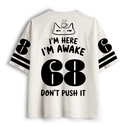 Tokyo-Tiger "Don't Push It" Grumpy Morning Cat Mesh Jersey