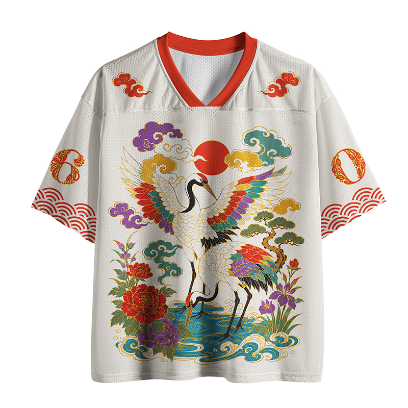 Tokyo-Tiger Crane In Hues Mesh Jersey