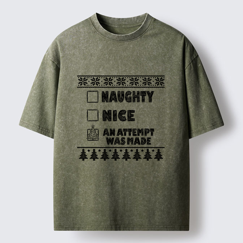 Tokyo-Tiger Santa Checklist Funny Meme Washed T-Shirt
