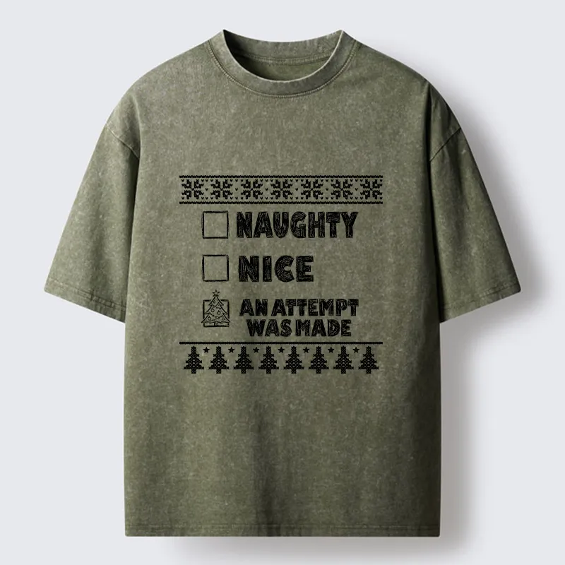 Tokyo-Tiger Santa Checklist Funny Meme Washed T-Shirt