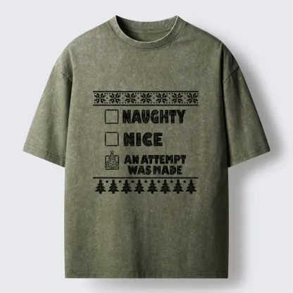 Tokyo-Tiger Santa Checklist Funny Meme Washed T-Shirt