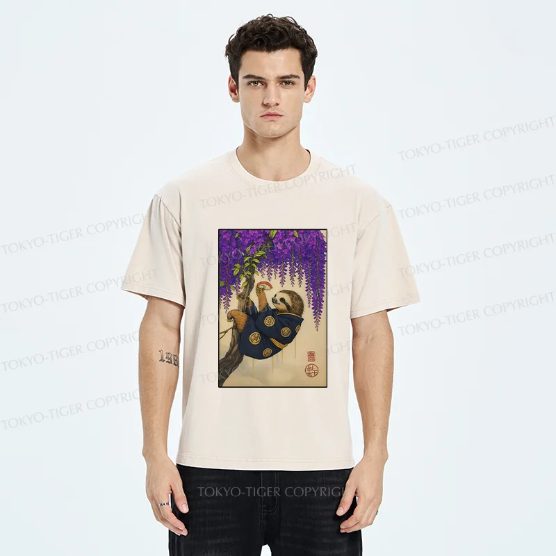 Tokyo-Tiger Japanese Sloth Washed T-Shirt