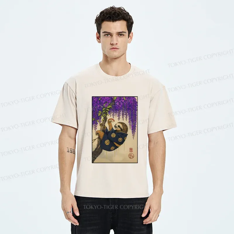 Tokyo-Tiger Japanese Sloth Washed T-Shirt