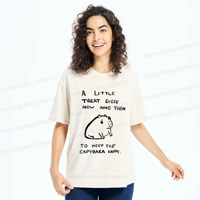 Tokyo-Tiger Keep Capybara Happy Washed T-Shirt